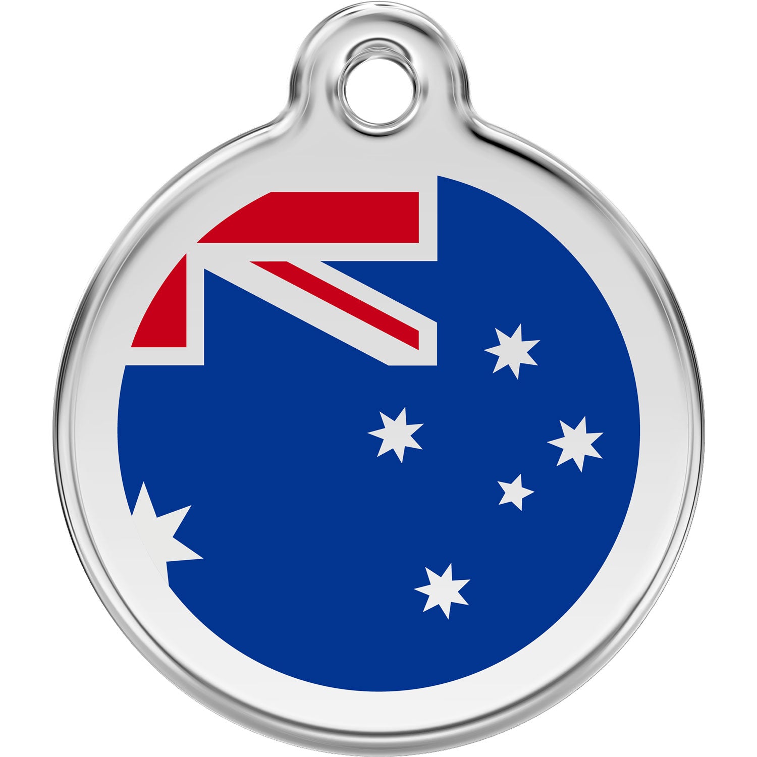 Red Dingo Australian Flag Pet ID Dog Tags in Stainless Steel with