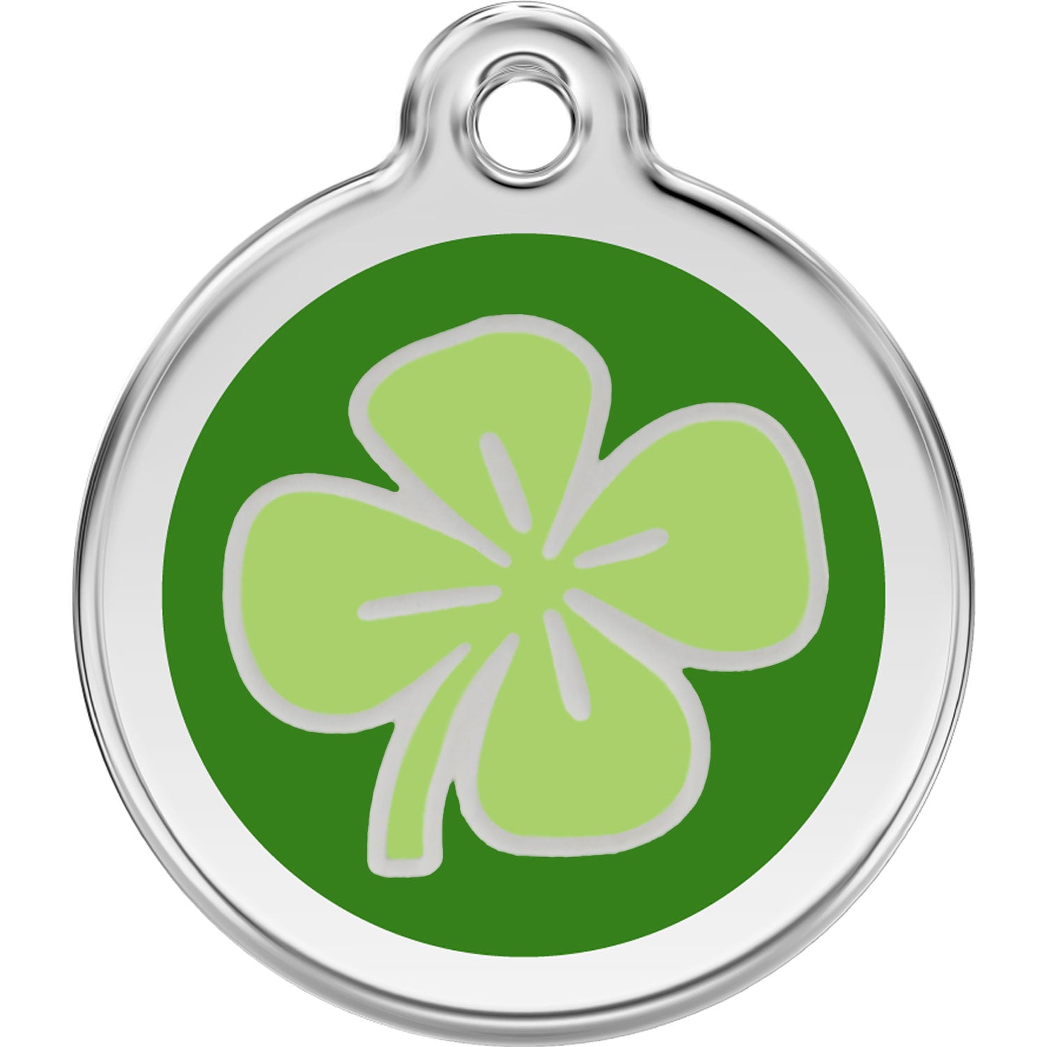 Dingo Clover Pet Tags in Stainless Steel with Enamel DogTuff