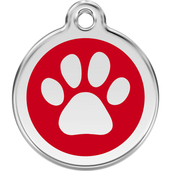 Red Dingo Paw Print Pet ID Dog Tags
