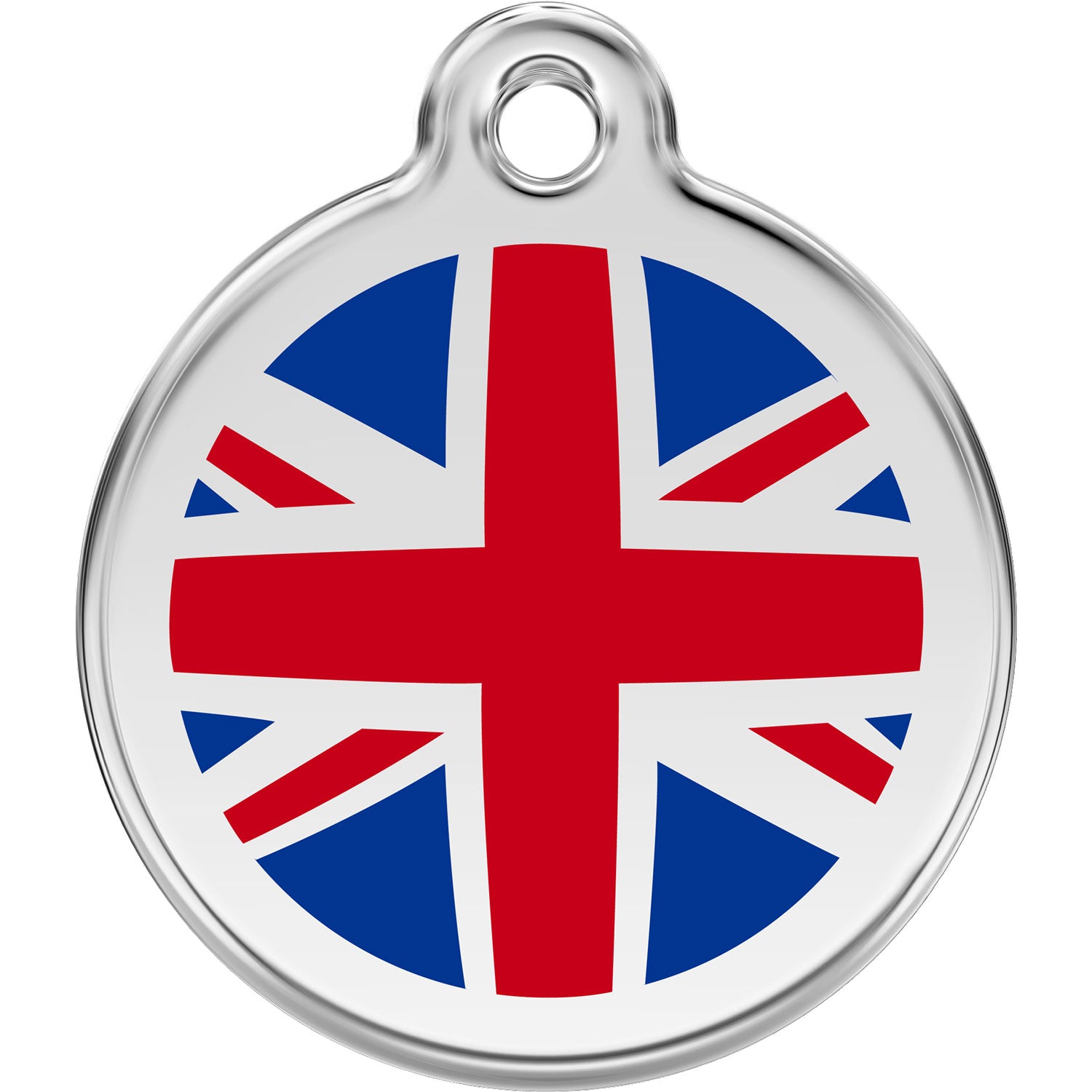 Red Dingo UK Flag Pet ID Dog Tags in Stainless Steel with Enamel