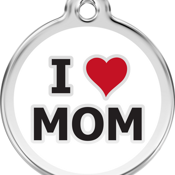 Red Dingo I Love Mom Pet ID Tag