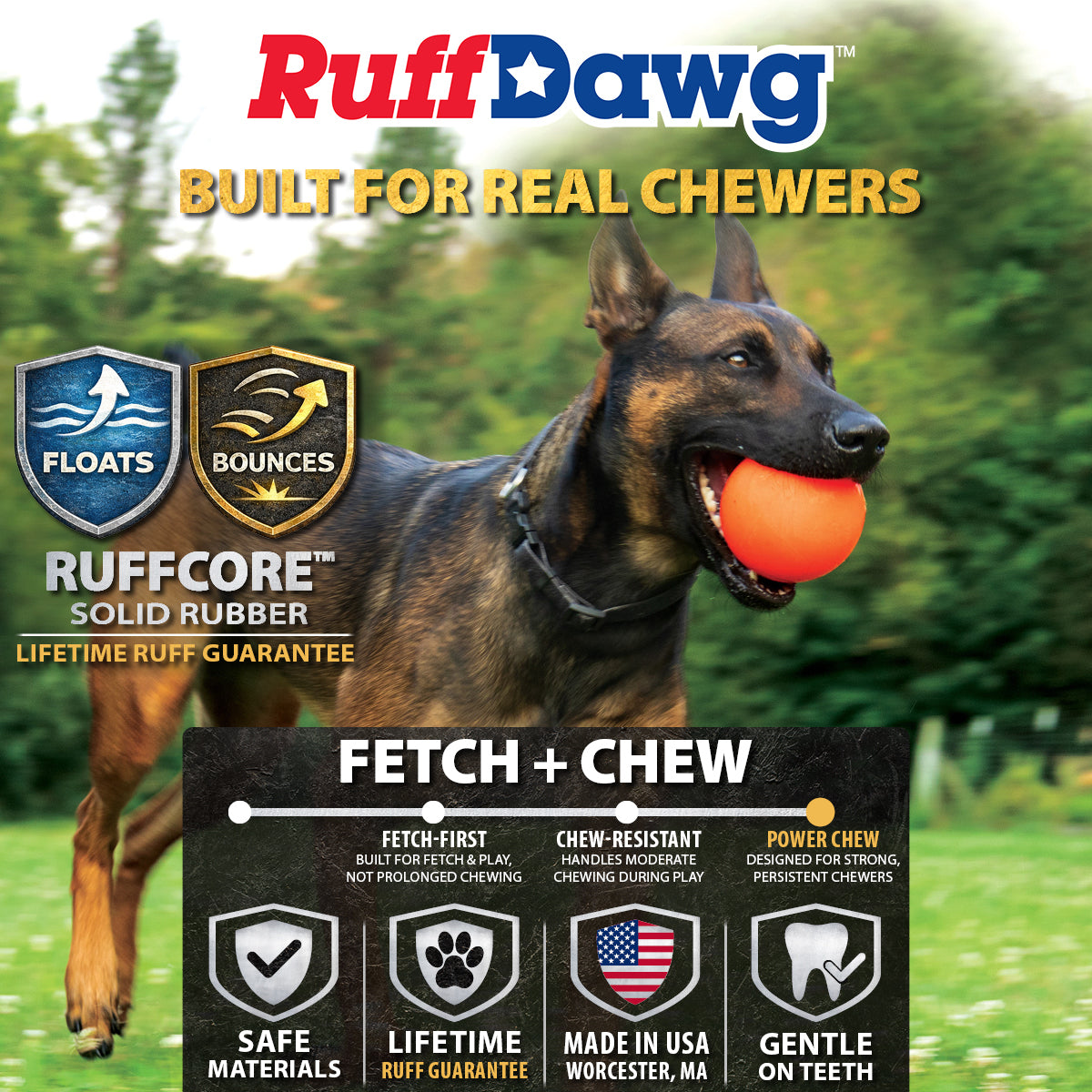 Squeaky Ball Ruff Ruff Dawg Ball Lifetime Guaranteed Dog Toy – DogTuff