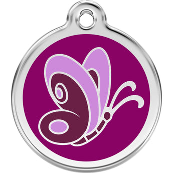 Red Dingo Purple Butterfly Pet ID Dog Tags