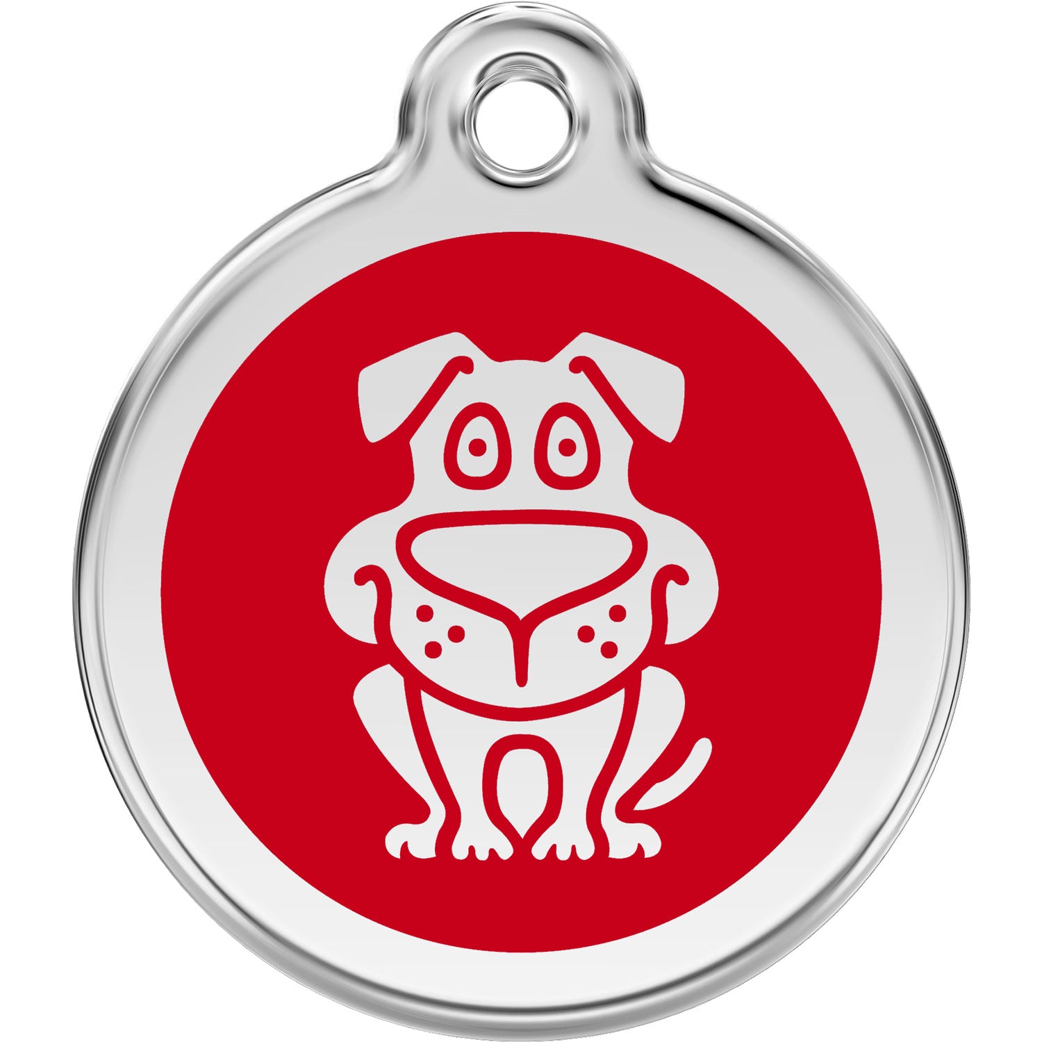 Dingo Dog Bone Collar Tag Stainless Steel Dog Tag Medium Bone Red