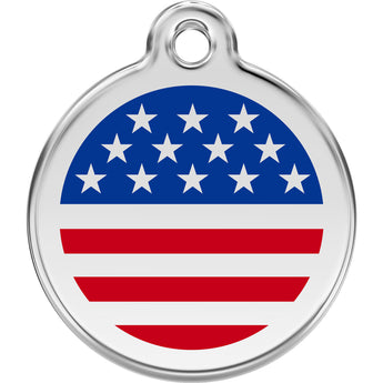 Red Dingo Stars & Stripes Pet ID Dog Tags USA Flag