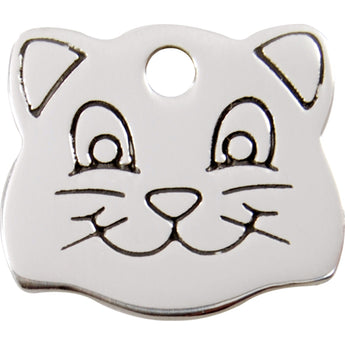 Red Dingo Stainless Steel Cat Face Pet ID Cat Tags
