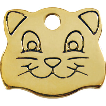 Red Dingo Brass Cat Face Pet ID Cat Tags