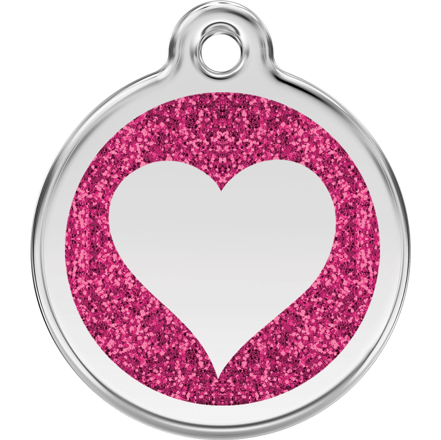 Large Stainless Steel Pet ID Tag-Large Heart - Silver Paw Pet Tags