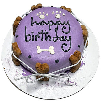 Classic Dog Birthday Cake Purple