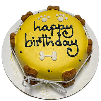 Classic Dog Birthday Cake Yellow