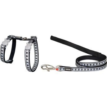 Reflective Fish Black Cat Harness & Lead Combo