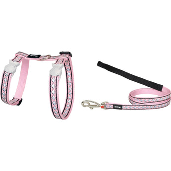Reflective Fish Pink Cat Harness & Lead Combo