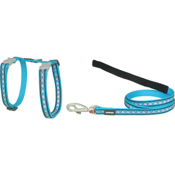 Reflective Turquoise Cat Harness & Lead Combo