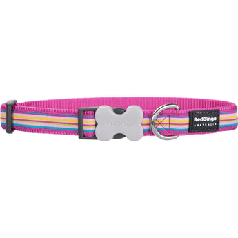 Horizontal Stripes Hot Pink Dog Collar