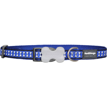 Reflective Bones Dark Blue Dog Collar