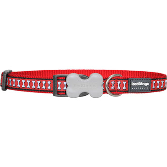 Reflective Bones Red Dog Collar