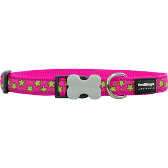 Lime Green Stars on Hot Pink Dog Collar