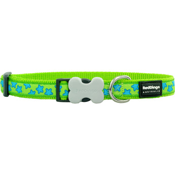 Turquoise Stars on Lime Green Dog Collar
