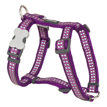 Reflective Bones Purple Dog Harness