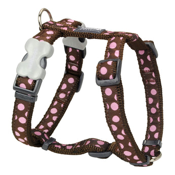 Pink Spots on Brown Dog Harness