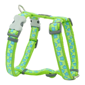 Turquoise Stars on Lime Green Dog Harness