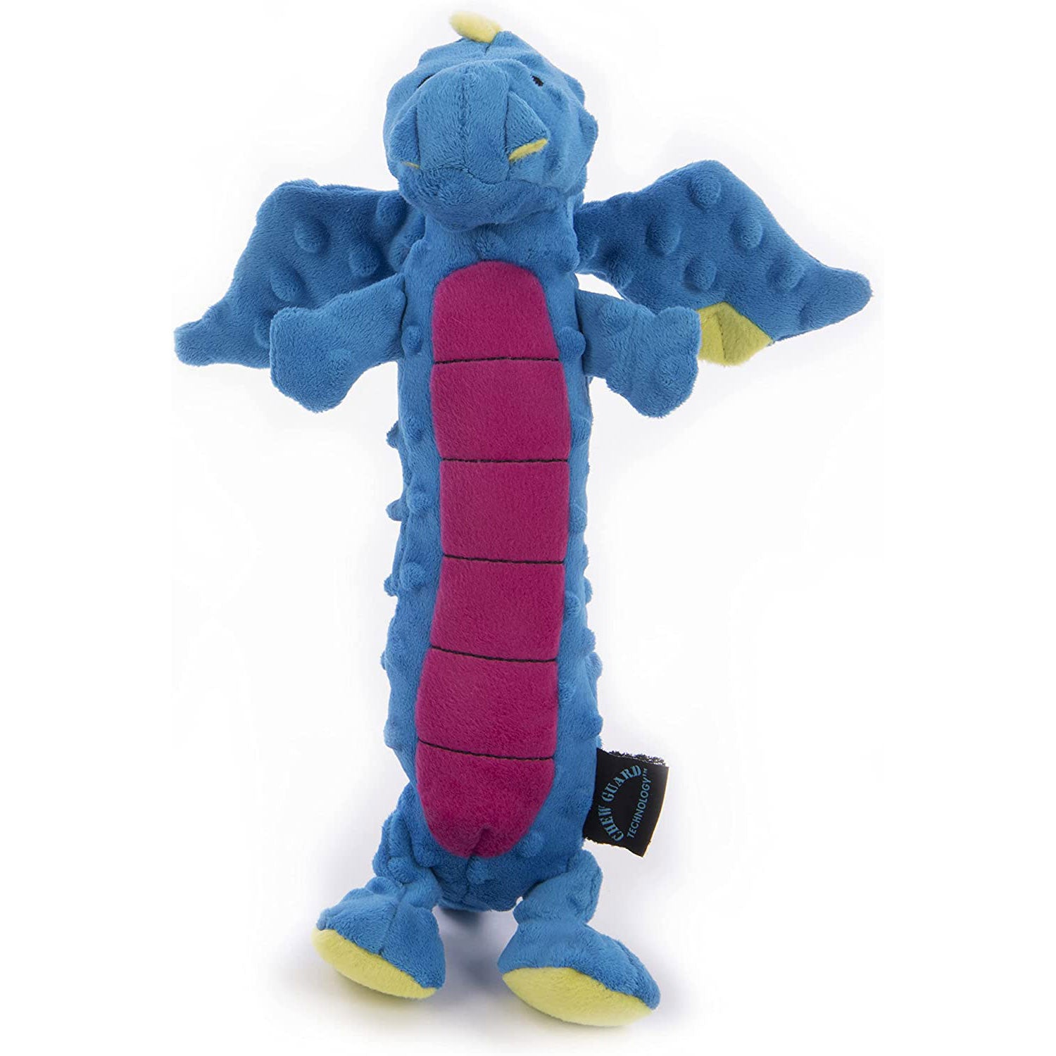 Go Dog Skinny Dragon with Chew guard-Large Blue Plush Dog Toy with