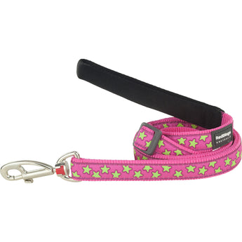 Lime Green Stars on Hot Pink Dog Leash